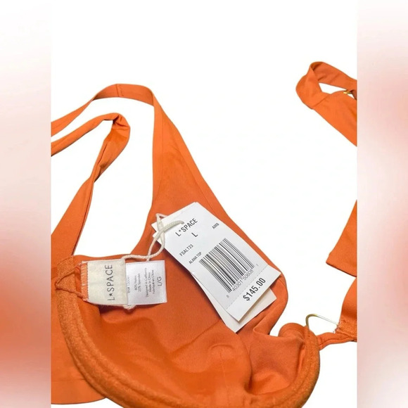 L*Space Alana Bikini Top Terra Cotta Gold Detail NWT Size Large - Picture 4 of 5